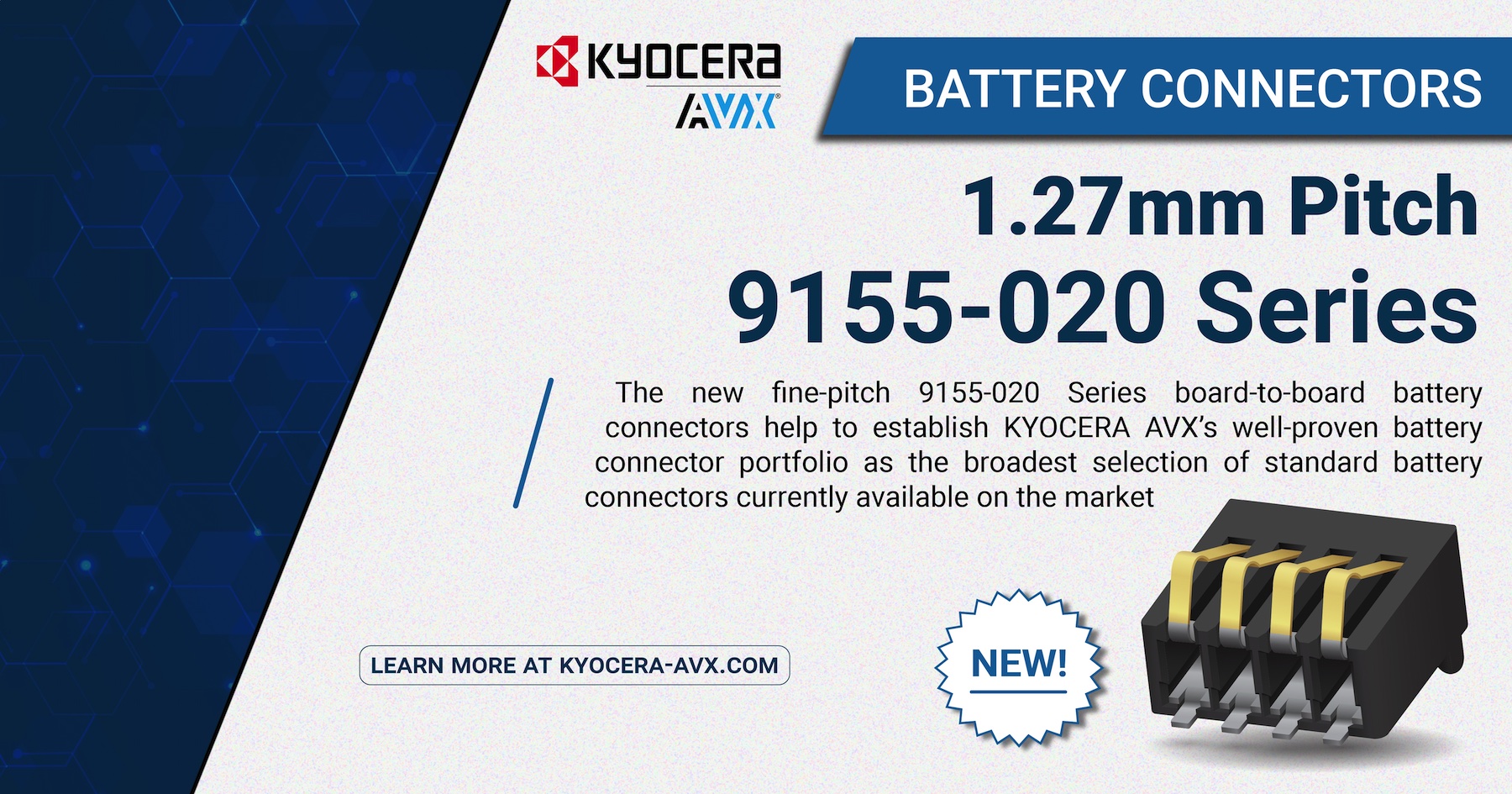 1.27mm-Pitch Board-to-Board Battery Connectors